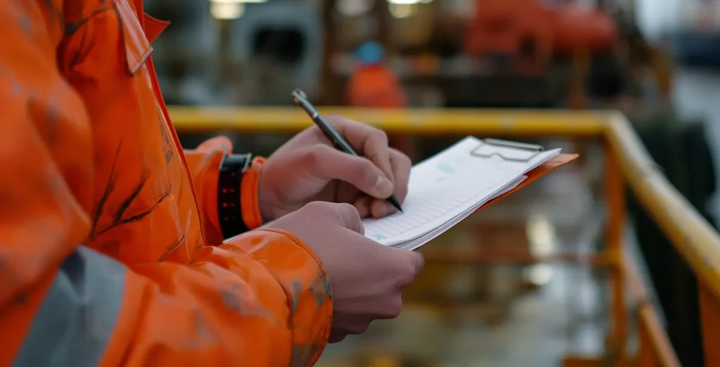 Person writing on to a clipboard